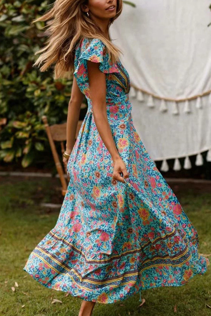 Women's Boho V-neck Long Maxi Dress -serendiple.com