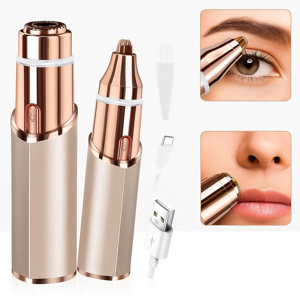 2 in 1 facial & eyebrow hair trimmer for Women, Rechargeable Face Razor, Lip & Peach Fuzz Remover, Precision Eyebrow Shaper, Portable Painless Hair Removal Tool
