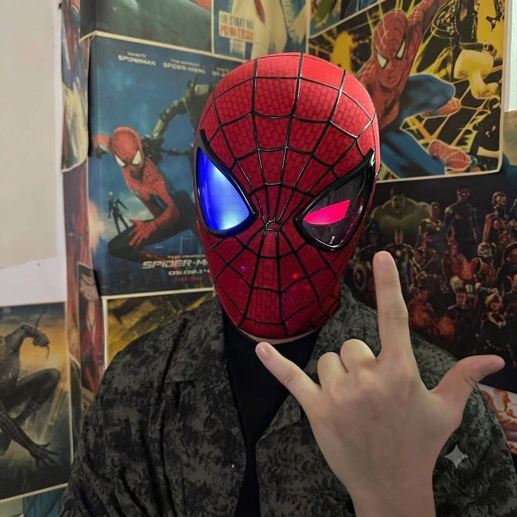 Spider-Man LED Glowing Mask – Interactive Light-Up Superhero Helmet