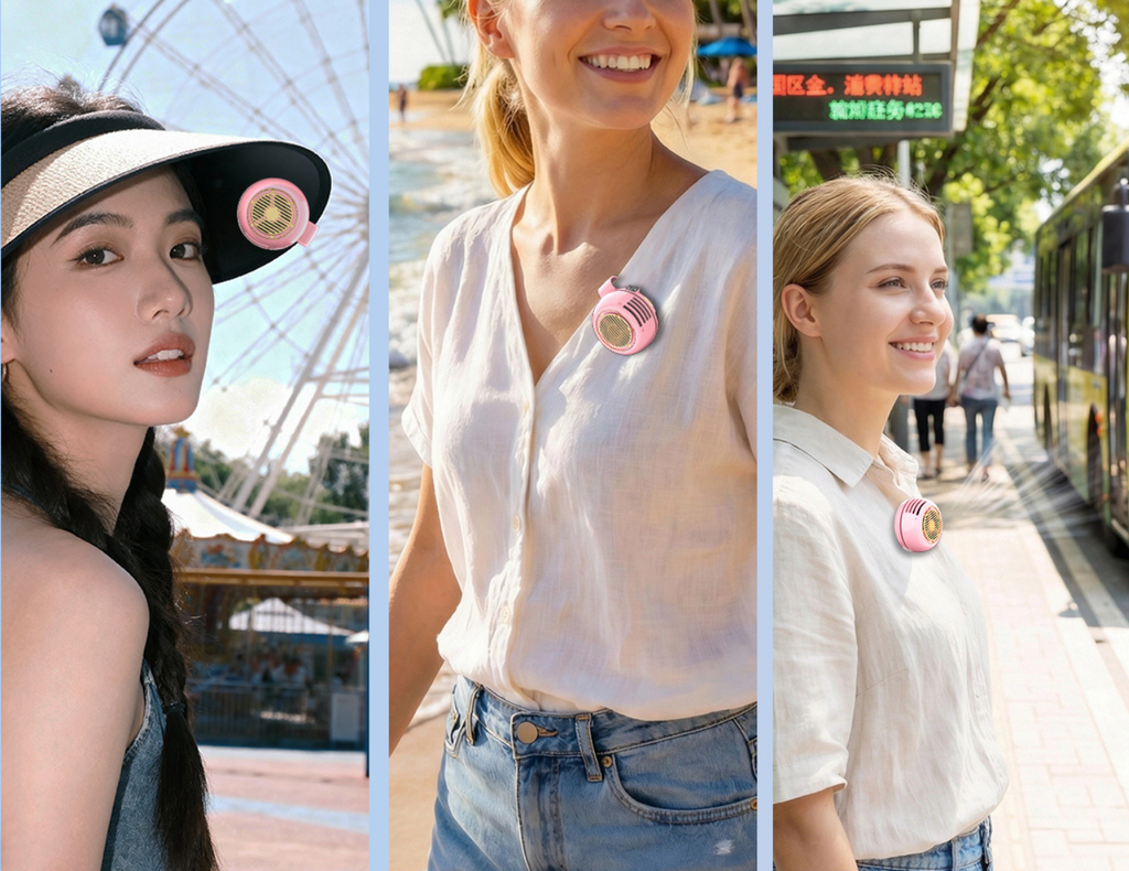 Portable Silent Mini Bladeless Fan Clip On, Small Fan Clip on for Shirt & Waist, Adjustable 3-Speed Suspended Whirlwind Fans