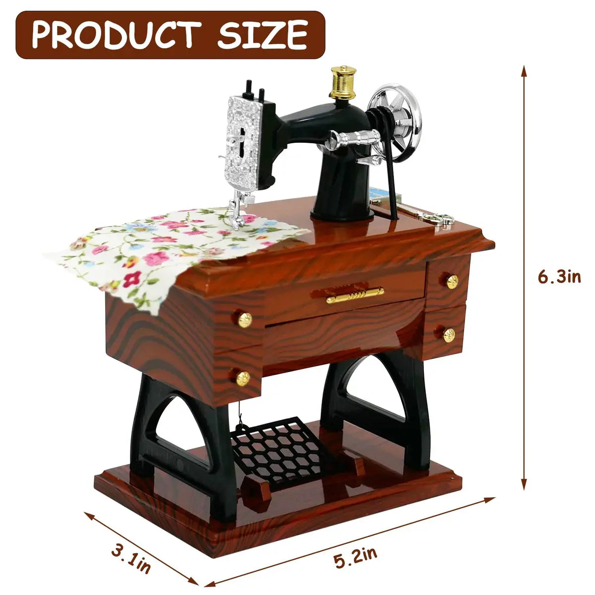 Vintage Mini Sewing Machine Music Box