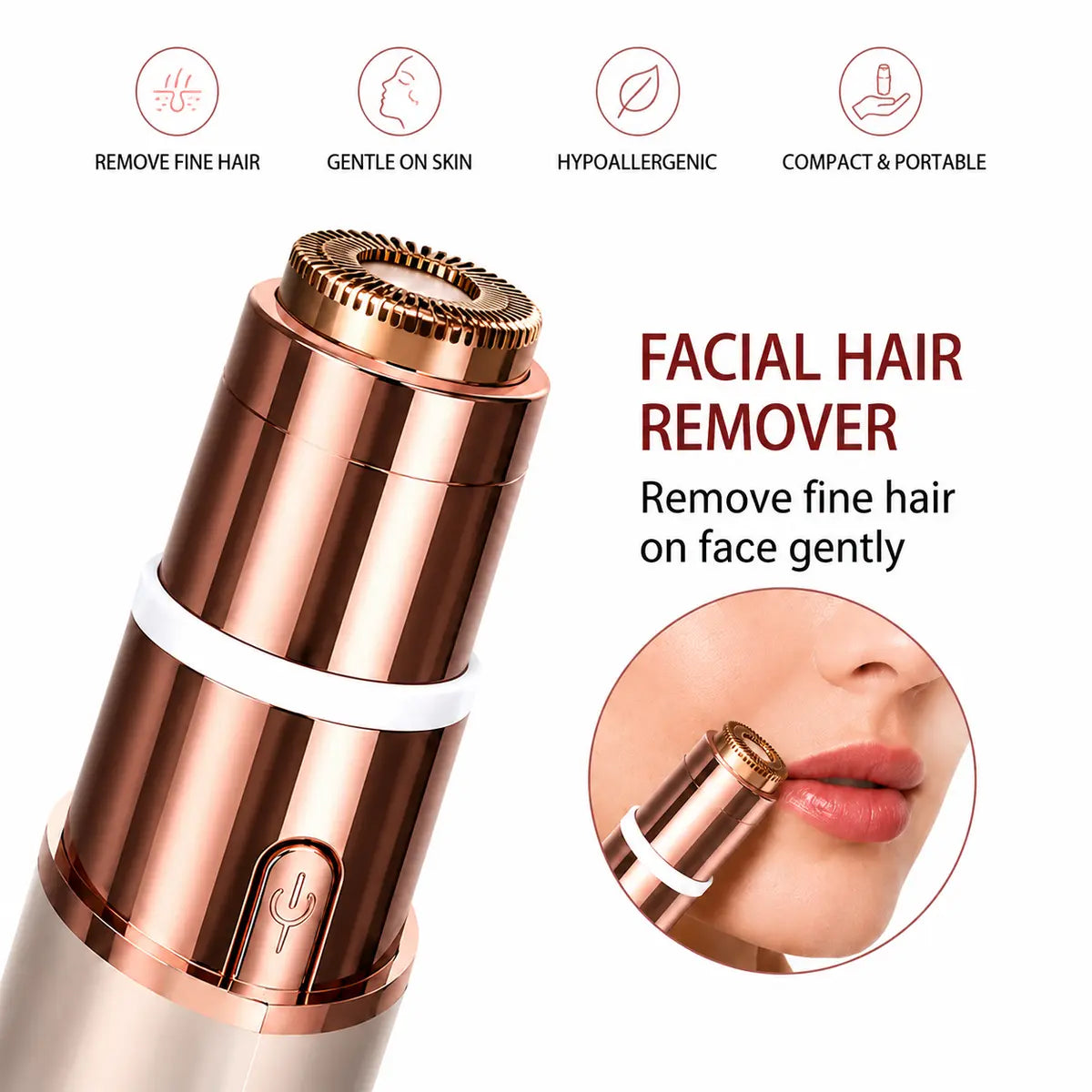2 in 1 facial & eyebrow hair trimmer for Women, Rechargeable Face Razor, Lip & Peach Fuzz Remover, Precision Eyebrow Shaper, Portable Painless Hair Removal Tool