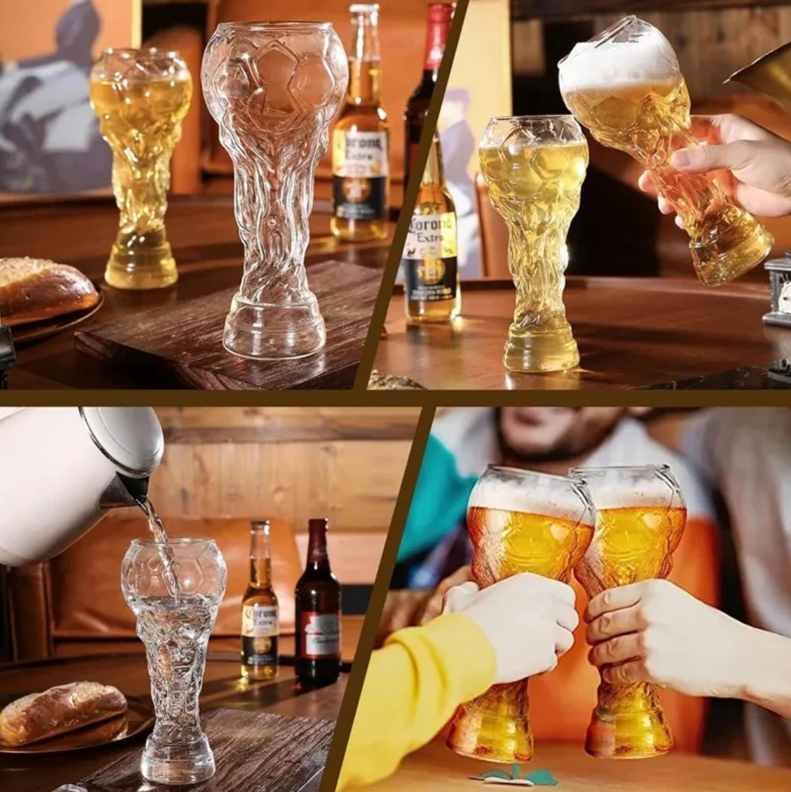 2026 🏆Trophy Beer Glass – Textured Soccer Pint Mug