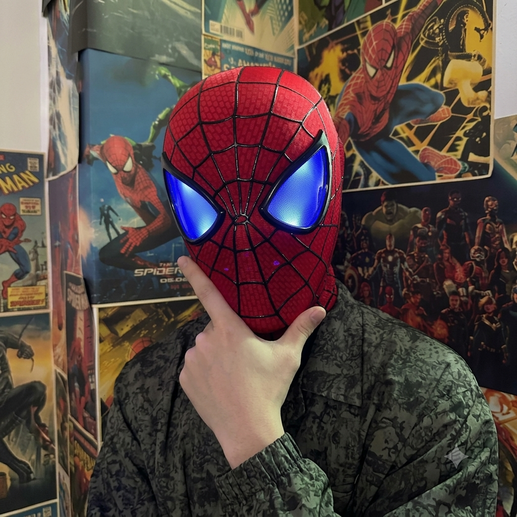 Spider-Man LED Glowing Mask – Interactive Light-Up Superhero Helmet