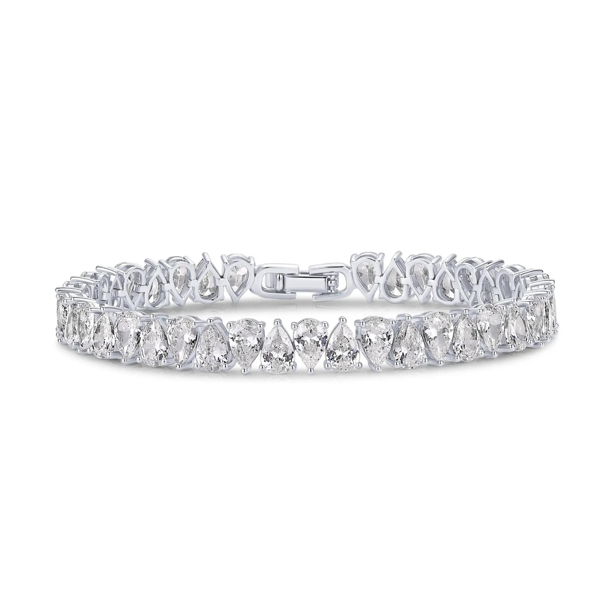 14K Gold Plated Tennis Bracelets for Women - Bridal Gold Tennis Bracelet with Pear Cubic Zirconia - Hypoallergenic Bridal Wedding Gift
