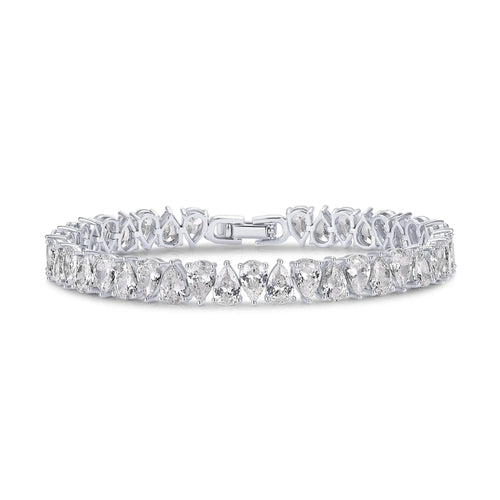 14K Gold Plated Tennis Bracelets for Women - Bridal Gold Tennis Bracelet with Pear Cubic Zirconia - Hypoallergenic Bridal Wedding Gift