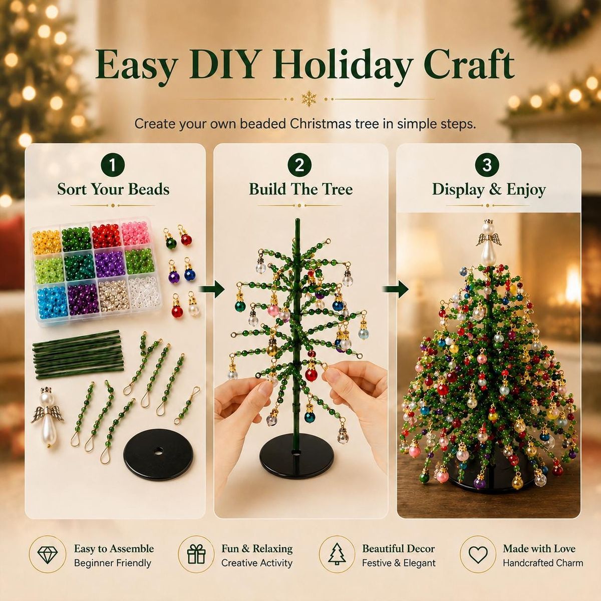 DIY Beaded Christmas Tree Night Light Kit