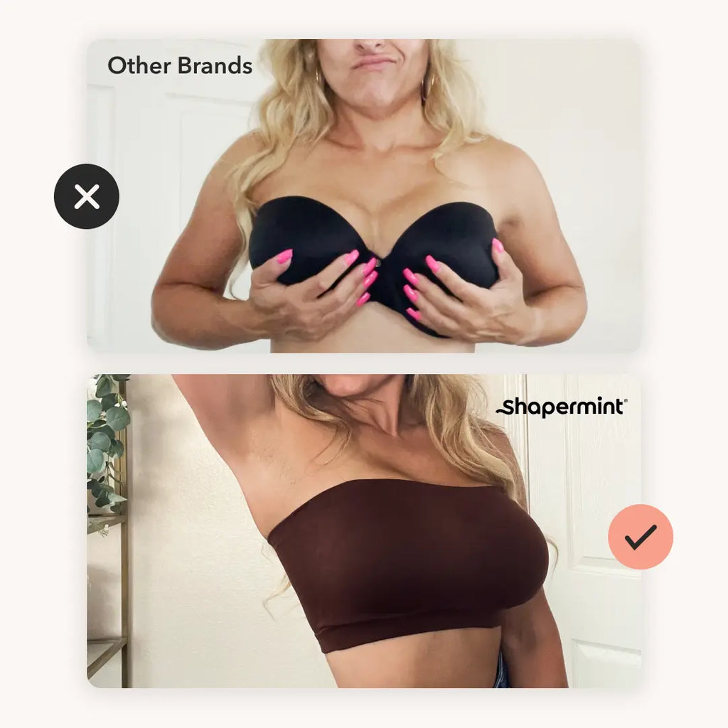 Shapermint Truekind Convertible Strapless Bandeau Bra with Wireless Comfort, Anti-Slip Grip & Removable Straps