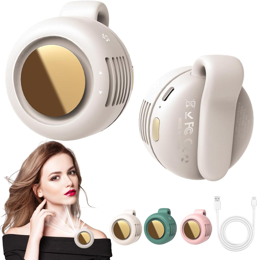 Portable Silent Mini Bladeless Fan Clip On, Small Fan Clip on for Shirt & Waist, Adjustable 3-Speed Suspended Whirlwind Fans