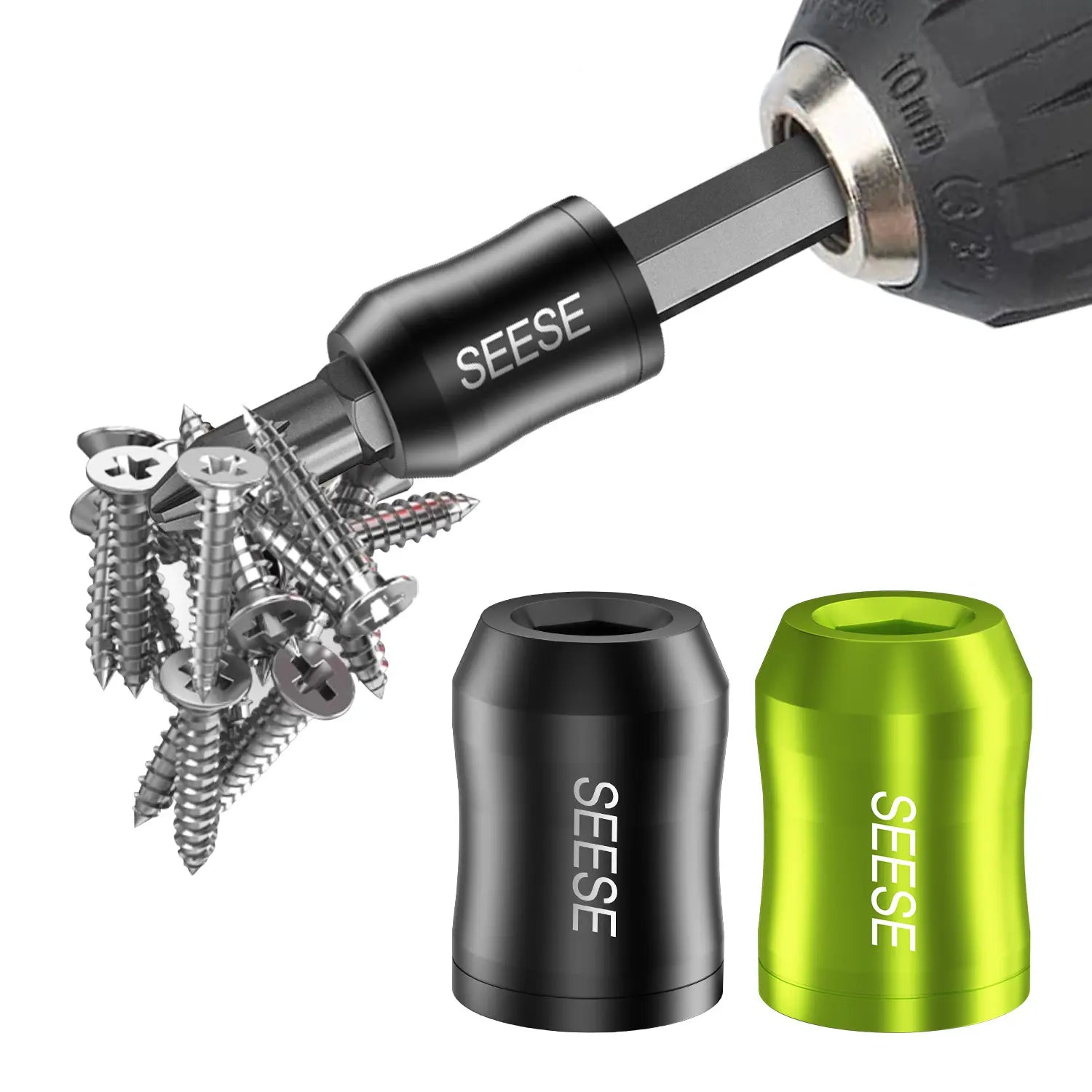 【MothersDayGift】SEESE Strong Magnetic Screw Ring: 1/4 Inch/ 6.35 mm Universal Magnetic Screw Holder - Removable Magnetic Screwdriver Drill Bit Holder for Hex Screwdriver and Power Bits
