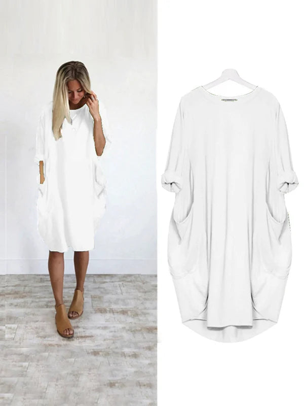 (❤️Mother's Day Sale) Women's Casual Solid O-Outline Dress-serendiple.com