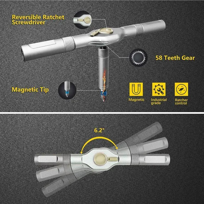 24 in 1 DlY Screwdriver Set,1 Set SwitchableScrewdriver Shape Magnetic Screwdriver Set,Compact and Portable Ratchet Screw0driver SetHome Repair Tool Box