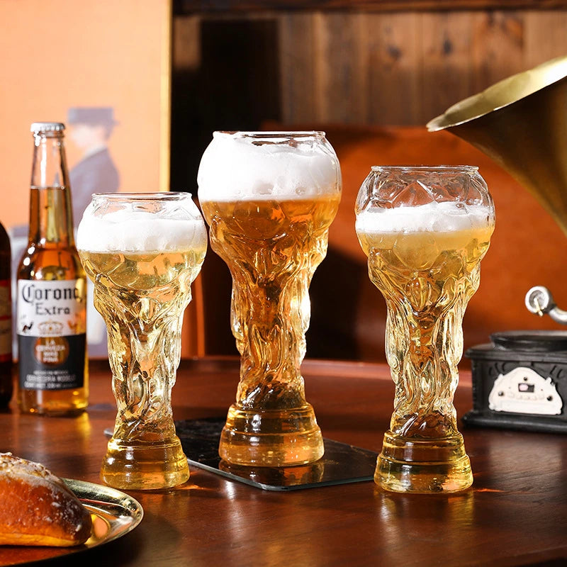 2026 🏆Trophy Beer Glass – Textured Soccer Pint Mug