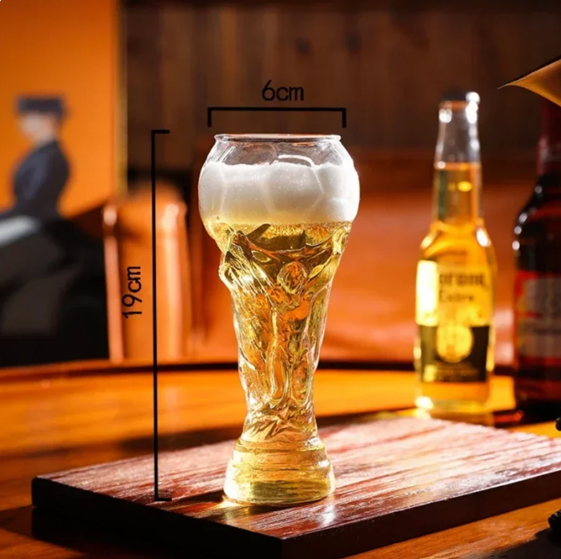 2026 🏆Trophy Beer Glass – Textured Soccer Pint Mug