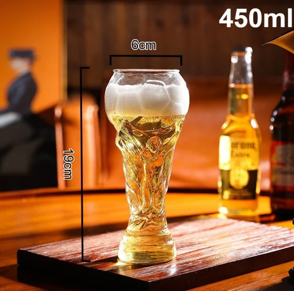 2026 🏆Trophy Beer Glass – Textured Soccer Pint Mug