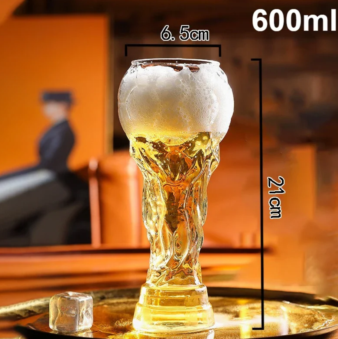 2026 🏆Trophy Beer Glass – Textured Soccer Pint Mug