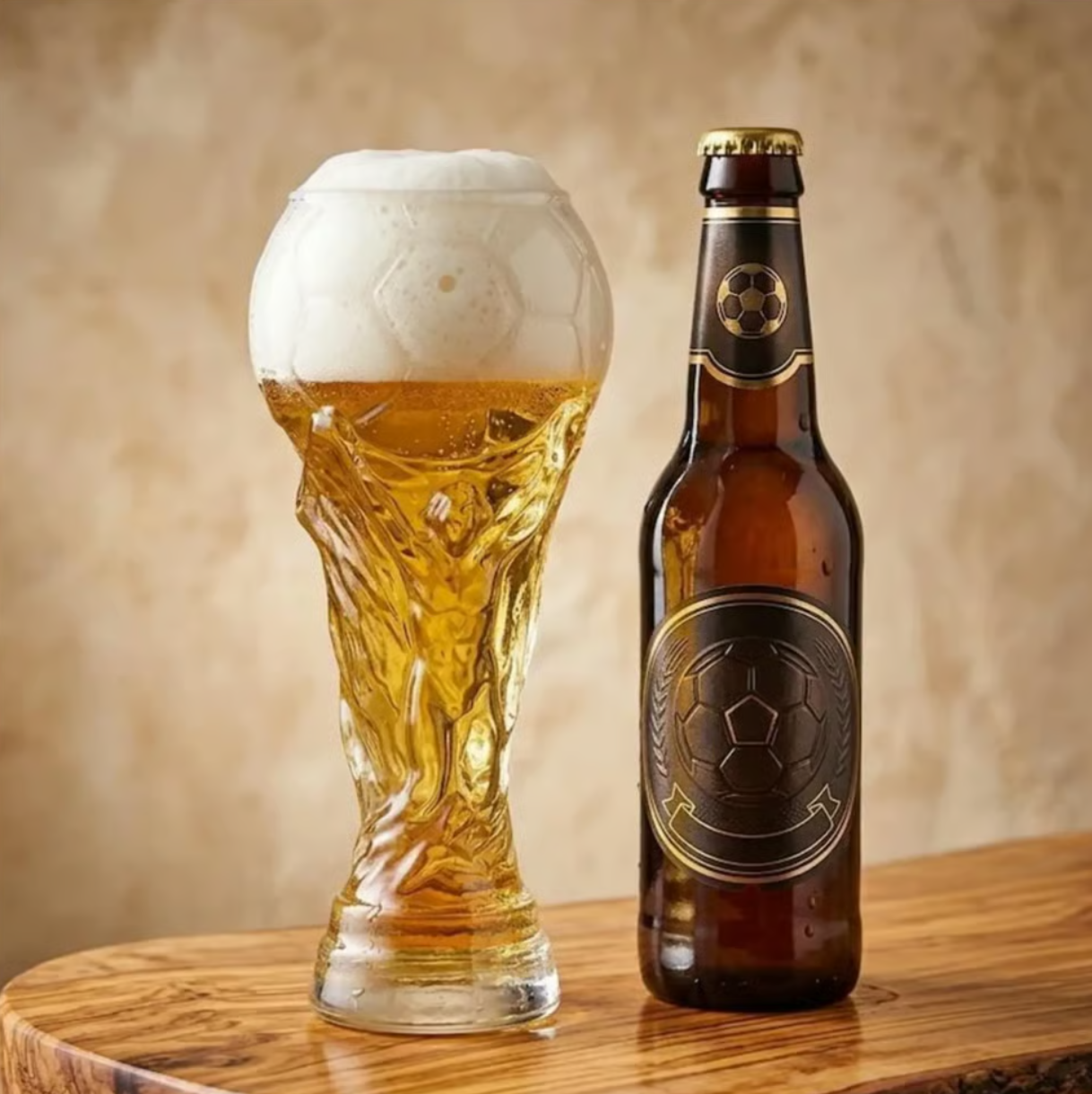 2026 🏆Trophy Beer Glass – Textured Soccer Pint Mug