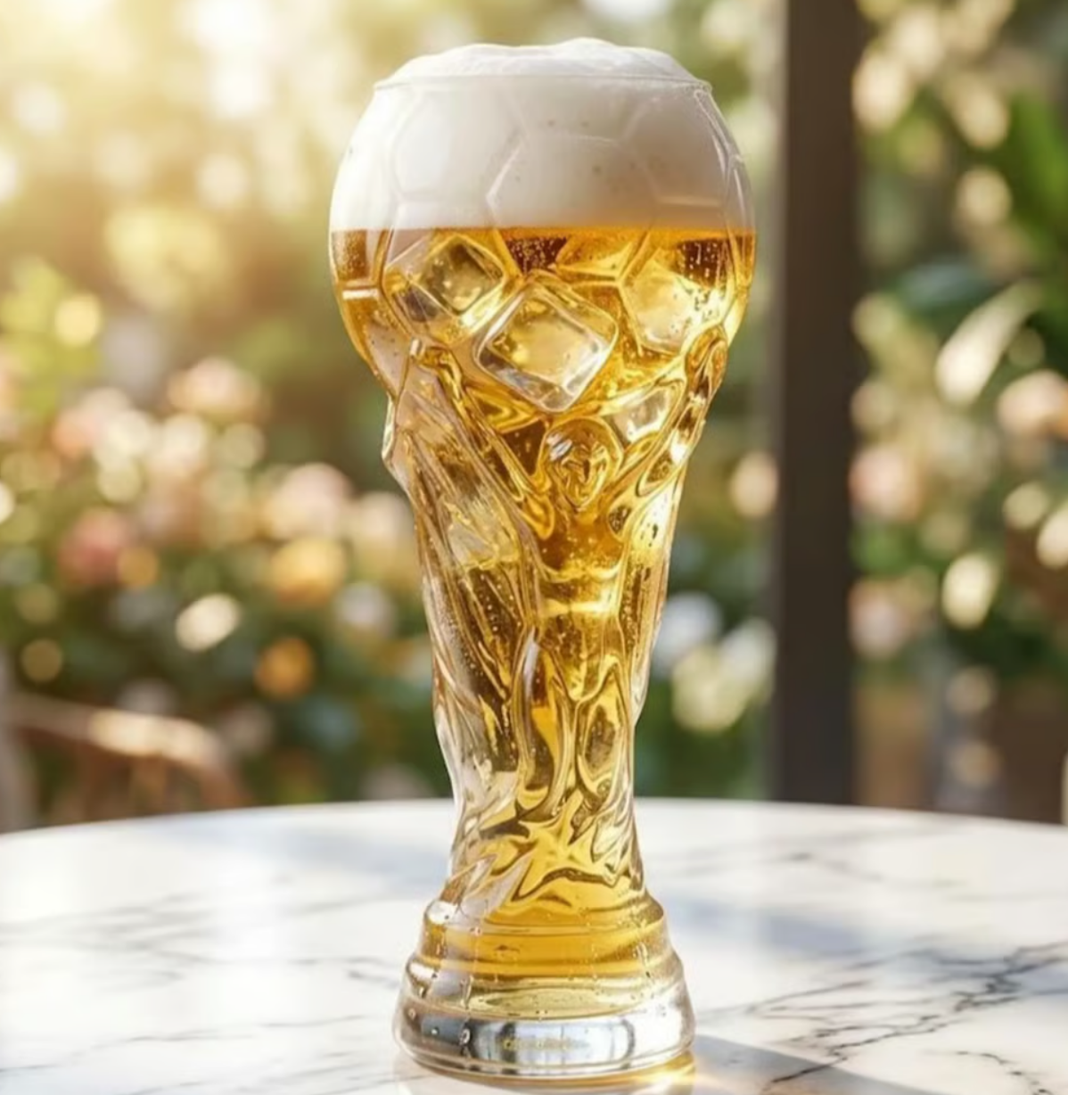 2026 🏆Trophy Beer Glass – Textured Soccer Pint Mug