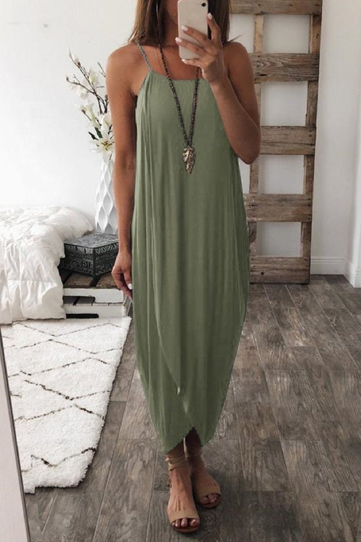 Wrapped Split Solid Cami Beach Dress-serendiple.com