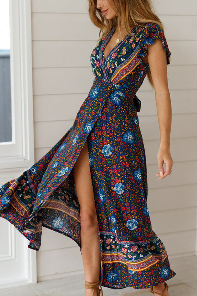 Women's Boho V-neck Long Maxi Dress -serendiple.com