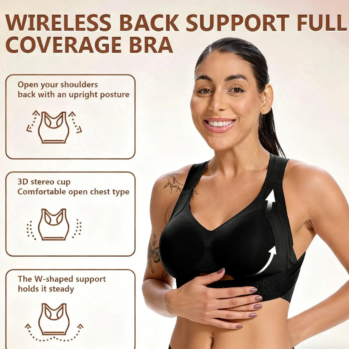 【Postural correction】Women’s Beige Wireless Bra