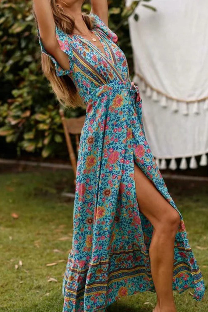Women's Boho V-neck Long Maxi Dress -serendiple.com