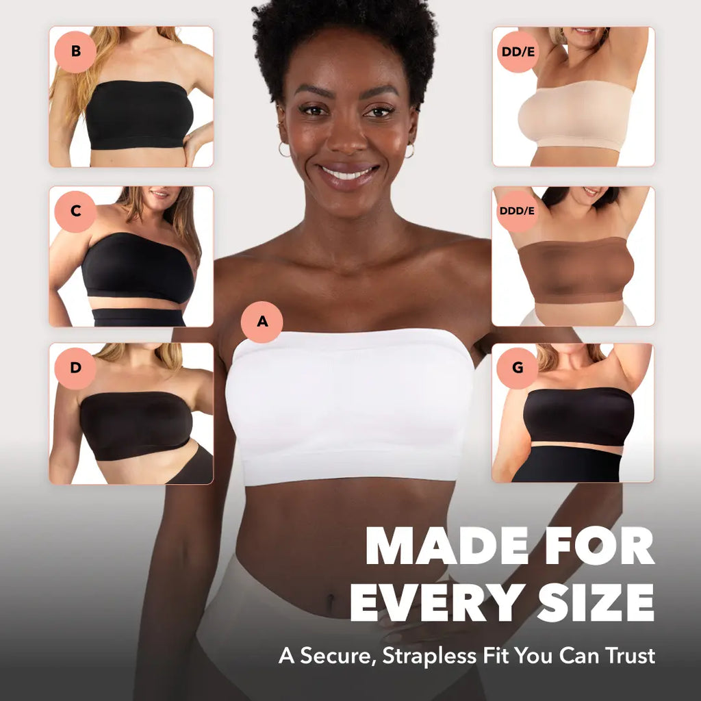 Shapermint Truekind Convertible Strapless Bandeau Bra with Wireless Comfort, Anti-Slip Grip & Removable Straps
