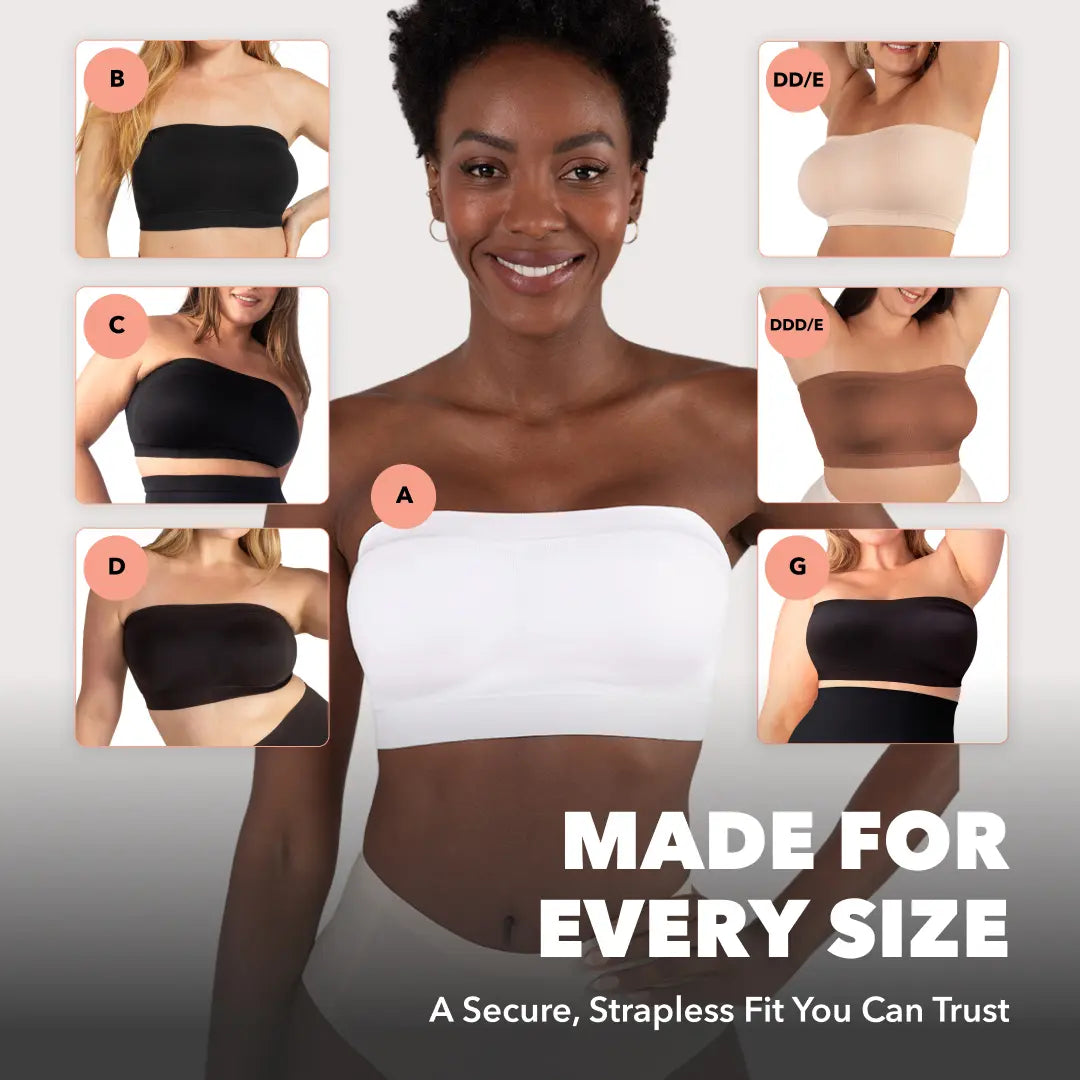 Shapermint Truekind Convertible Strapless Bandeau Bra with Wireless Comfort, Anti-Slip Grip & Removable Straps