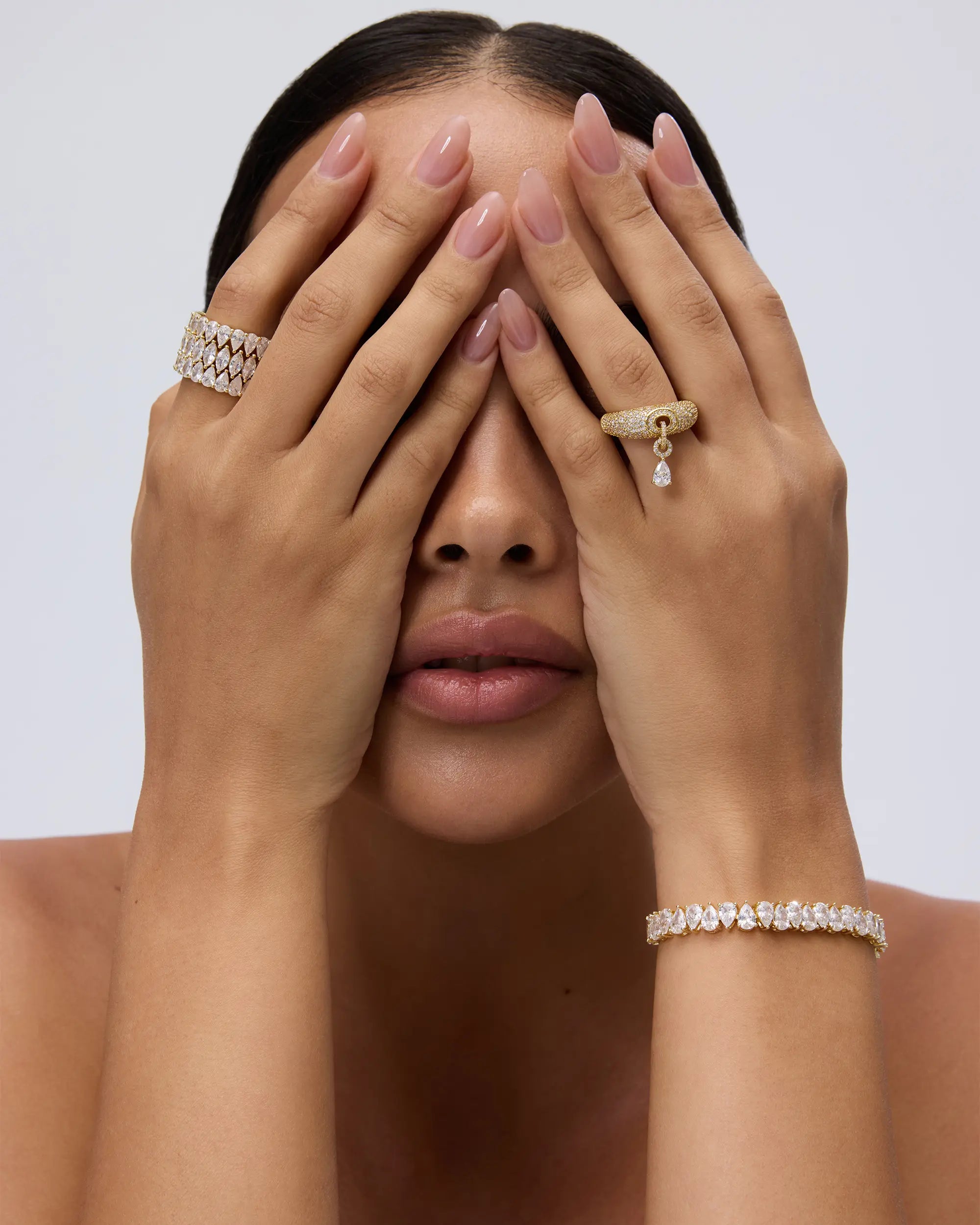 14K Gold Plated Tennis Bracelets for Women - Bridal Gold Tennis Bracelet with Pear Cubic Zirconia - Hypoallergenic Bridal Wedding Gift