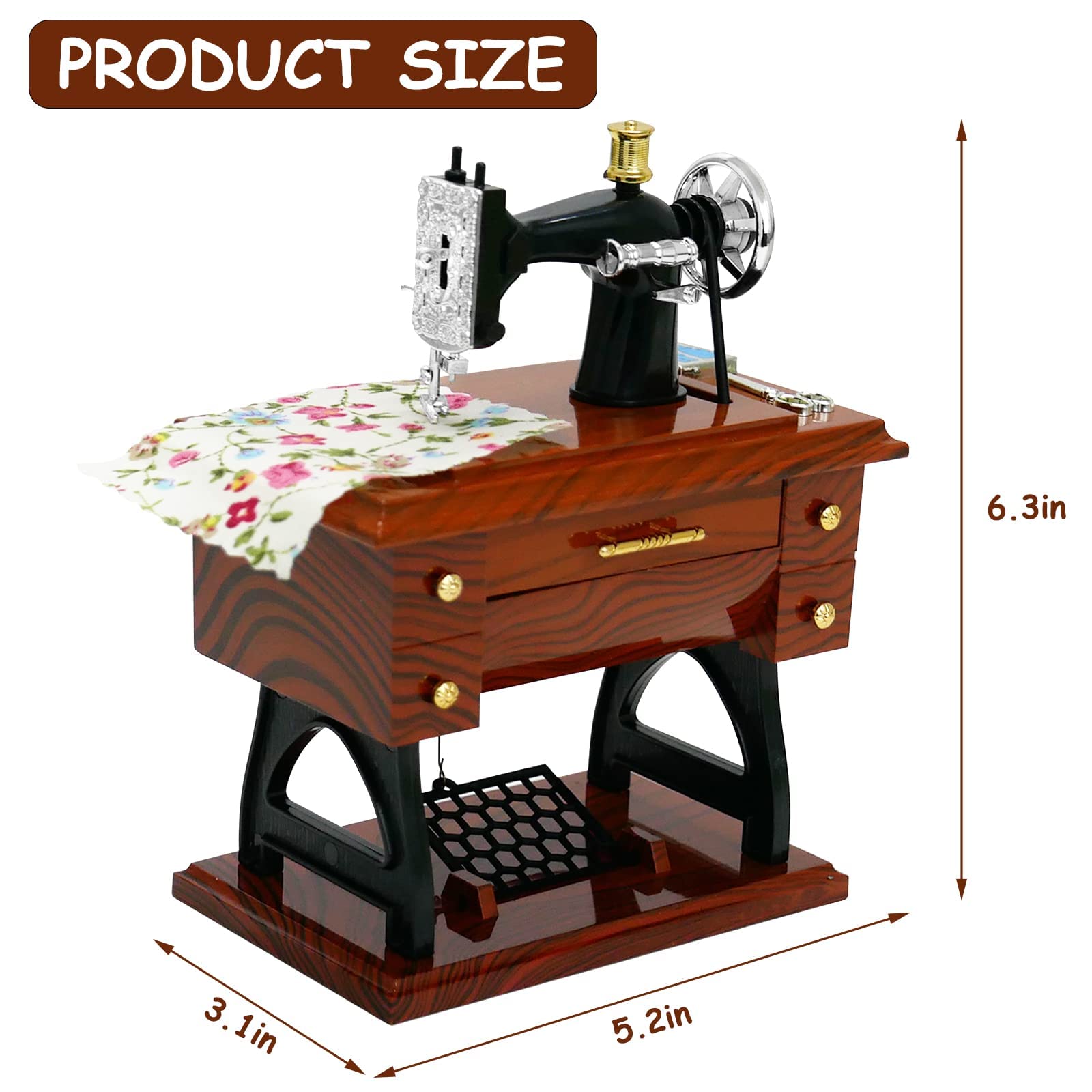 Vintage Mini Sewing Machine Music Box