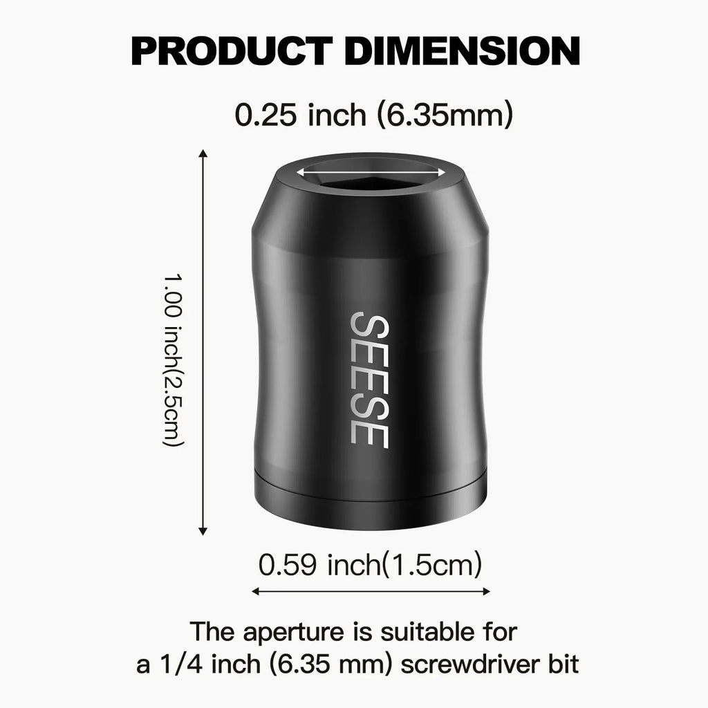 【MothersDayGift】SEESE Strong Magnetic Screw Ring: 1/4 Inch/ 6.35 mm Universal Magnetic Screw Holder - Removable Magnetic Screwdriver Drill Bit Holder for Hex Screwdriver and Power Bits