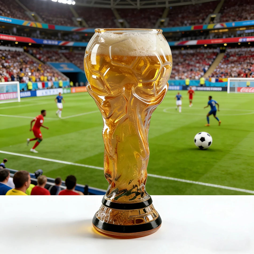 2026 🏆Trophy Beer Glass – Textured Soccer Pint Mug