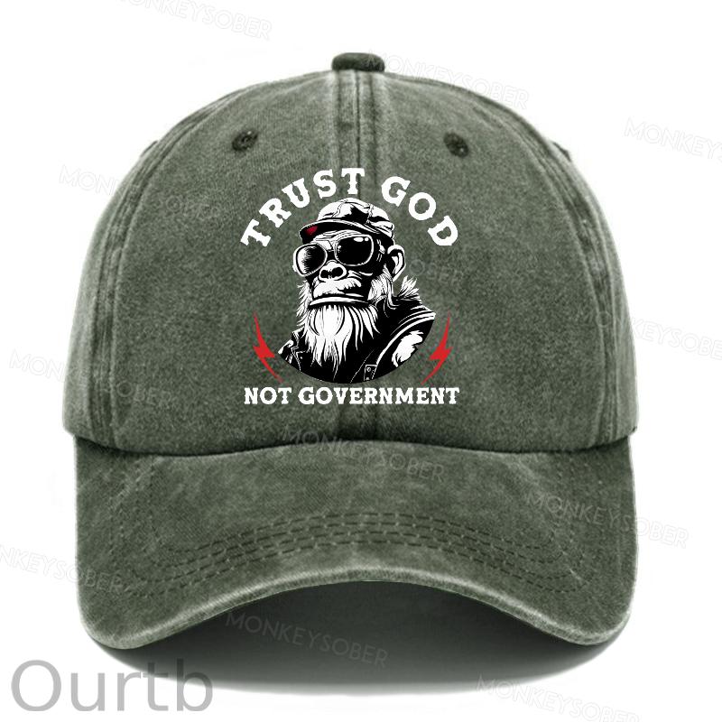 Trust God Not Government Washed Baseball Caps