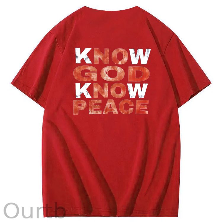 Know God Know Peace Pattern  Print 100%Cotton T-Shirt