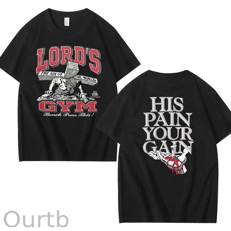 Vintage 1990s Lord's GYM His Pain Your Gain Jesus 100% Cotton T-Shirt