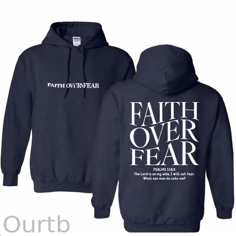 Faith Over Fear Pattern Printed Classics Hooded Sweatshirt