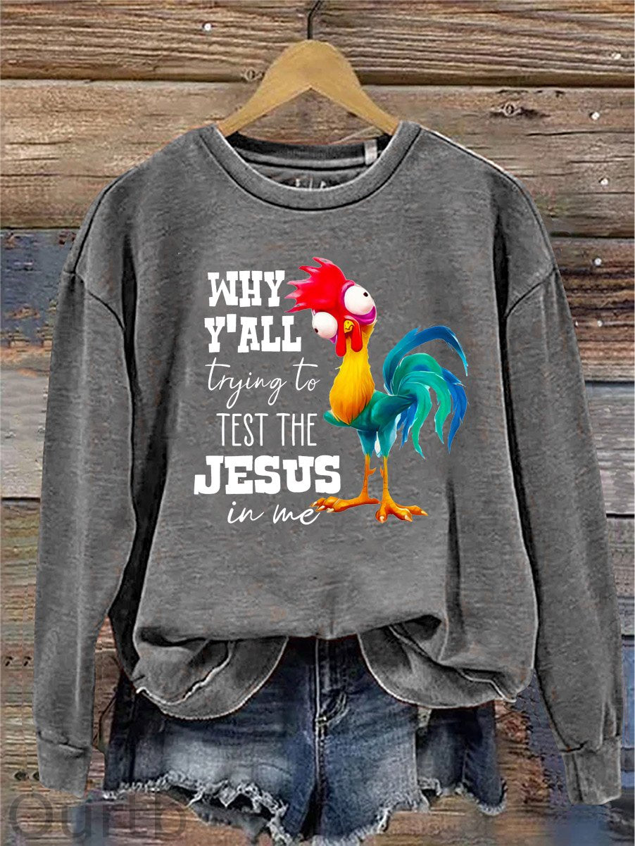 Women's Jesus In Me Pattern Neck Sweatshirt