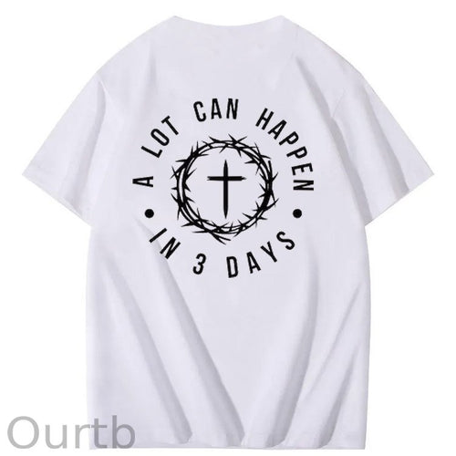 A Lot Can Happen  In 3 Days Pattern Print Crew Neck T-Shirt