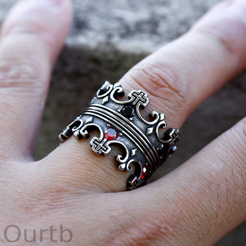 Coutureaura Gothic Crown Pattern Cross Abstract Ring
