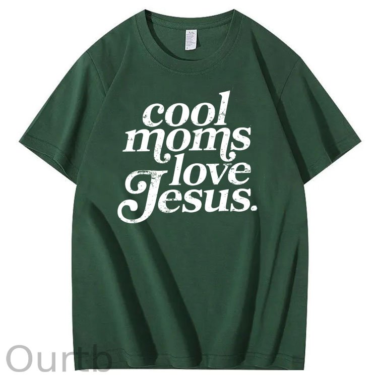 Cool Moms Love Jesus  Pattern 100% Cotton T-Shirt