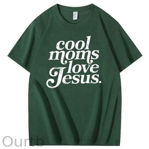 Cool Moms Love Jesus  Pattern 100% Cotton T-Shirt