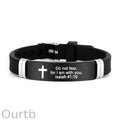 Cross Bracelet Inspirational Bible Quotes Faith Christian Silicone ID Wristband Religious Gift Men and Women Stainless Steel Rubber Adjustable Bracelet
