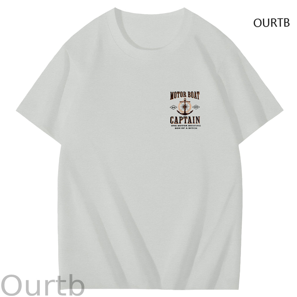 Moter Boat Captain One Motor Boating Son Of A Funny Art Pattern Print T-Shirt