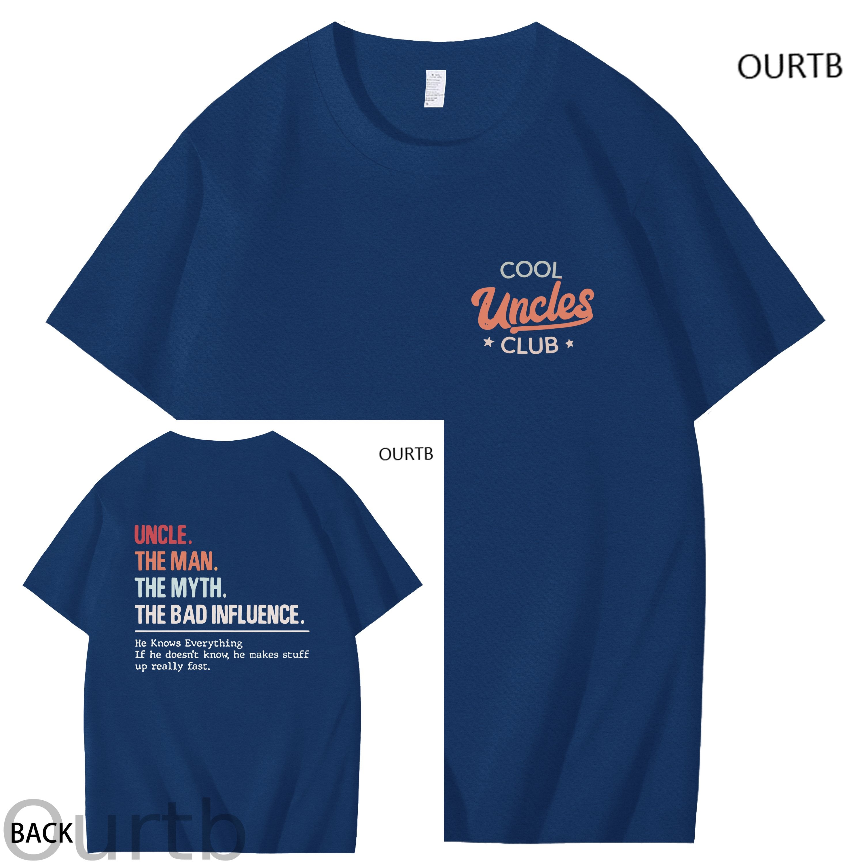 Uncle The Man The Myth The Bad Influence Cool Uncle Club Art Pattern Print T-Shirt
