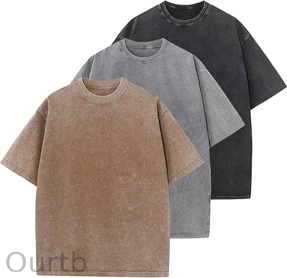 Men's Cotton T-Shirts Oversized Unisex Short Sleeves Casual Loose Wash Solid Basic Tee Tops