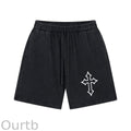 Hollow Cross Pattern Print Craft Shorts Pants