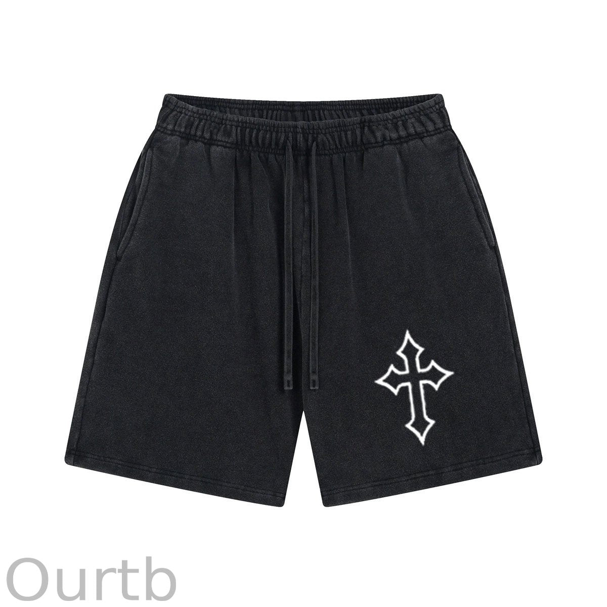 Hollow Cross Pattern Print Craft Shorts Pants