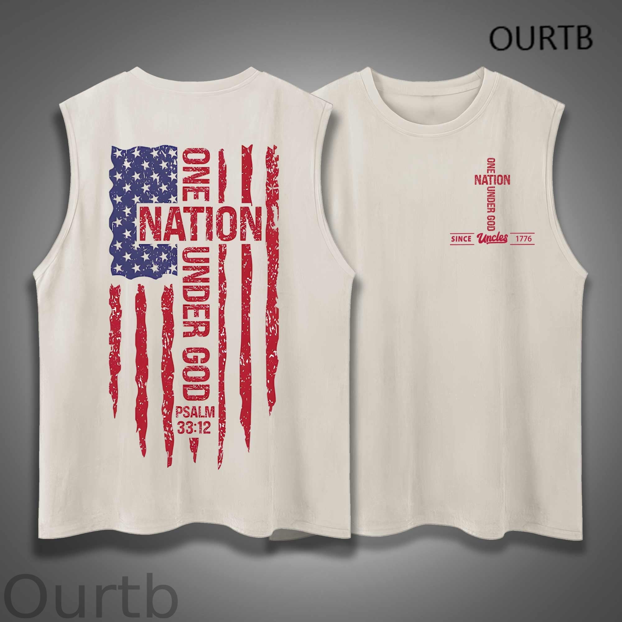 Uncle Since 1776 One Nation Under God USA Independence Day Funny Adult Discomfort Art Print Cotton Sleeveless Tank Tops