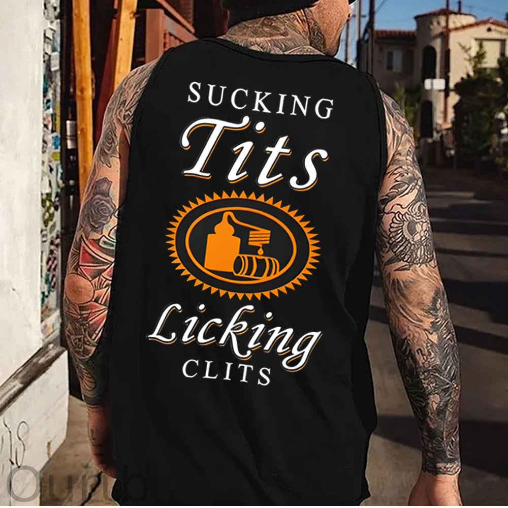 Sucking Tits Licking Clits Pattern Print Vest
