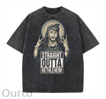 Straight Outta Bethlehem Funny Easter Jesus Christ Washed And Distressed Craft Pint Pattern Crew Neck T-Shirt